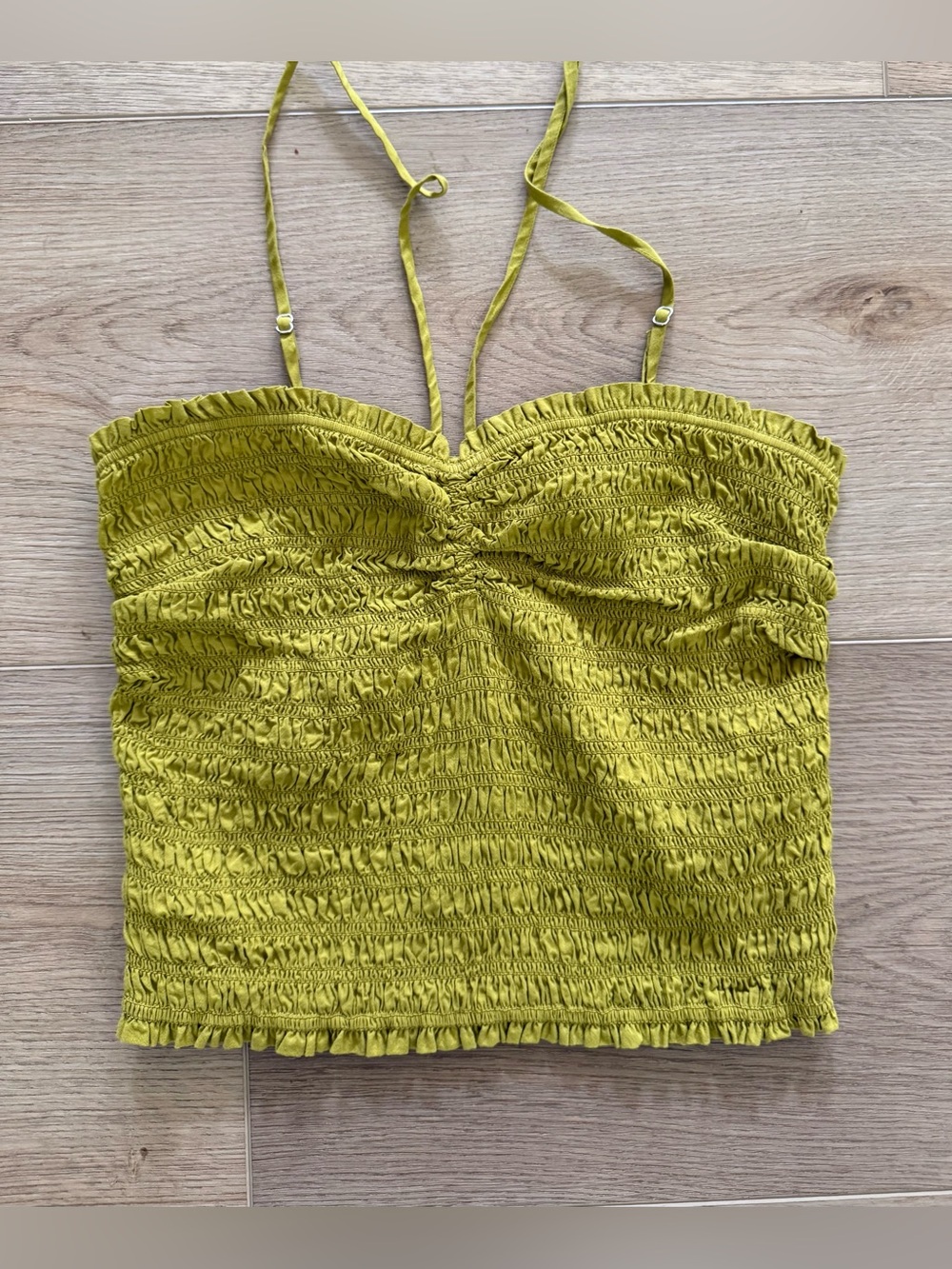 Madewell Lexi Top Crinkle Poplin XS Citrus Lime Chartreuse